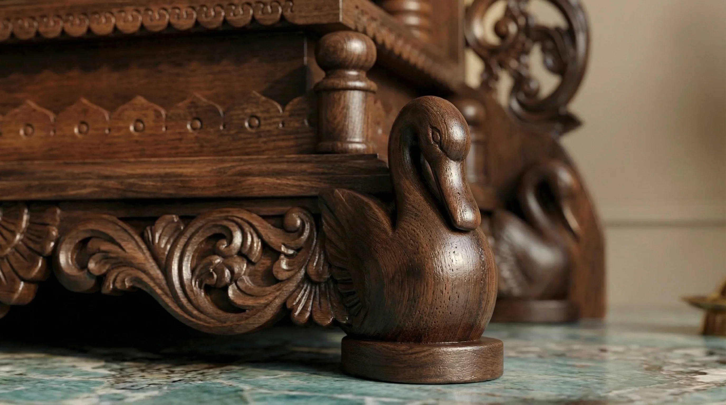 Hoysala mandir on draped crimson silk